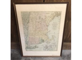Framed Reduction Print Of Bowles's New Pocket Map Of New England