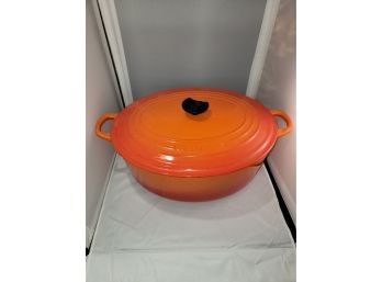 Le Creuset Orange Large Cast Iron Pot Chipped Handle - As Is (Used)
