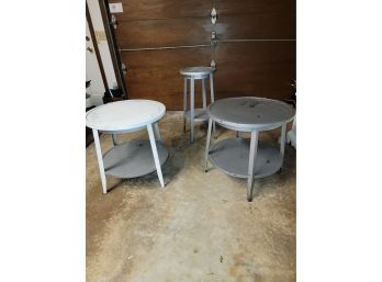 3 Round Metal End Tables - For Repurposing