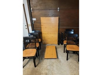 All Wood Table With Extension And 6 Chairs