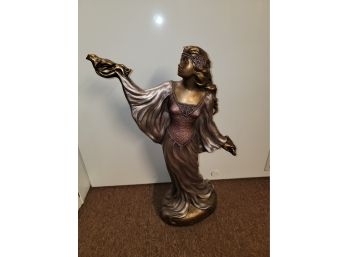 X-LARGE RETIRED ALICE HEATH SCULPTURE FANTASY FLIGHT LADY WITH BIRD BY AUSTIN - 25 Inches Tall
