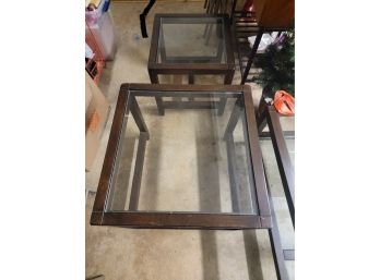 Pair Of Glass-top End Tables