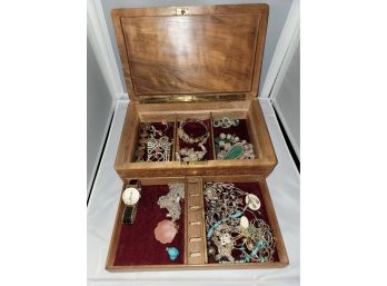 Vintage Jewelry Box With Costume Jewelry Lot #1