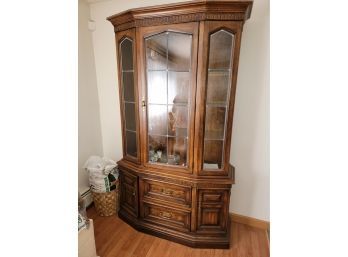 Unique Curved Front Hutch With Glass Shelves - Measurements: Length  49'  - Depth 17' - Height 82'