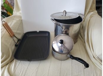 Misc Lot Of Pots And Stovetop Grill