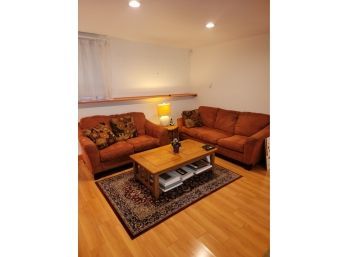Burn Orange Couch And Loveseat Only - Measurements:  Loveseat - 61' X 38' X 38' - Larger Sofa   84' X 38' X 38
