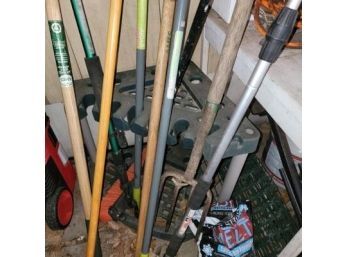 Misc Yard Tools With Storage Rack