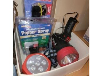 Lot Of Pepper Spray - Flashlight And Misc Items