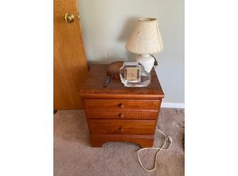 Two Drawer Nightstand #2 With Lamp And Clock Included