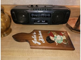 AM/FM Cassette Radio & Misc Kitchen Decor