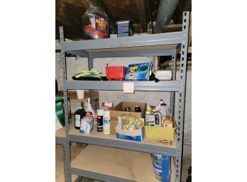 Tall Metal Shelving Unit And Everything On It - Basement