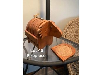 Wooden Coasters Set  - (Fireplace)