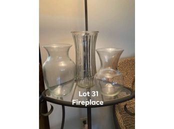 Lot Of Glass Vases - (lot 31 - Fireplace)
