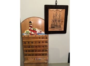 Lighthouse Decorative Wall Hanging Piece And Framed Boat Art - (Main Room)