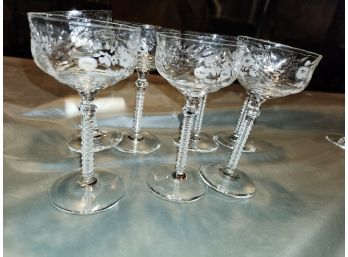 Set Of 7 Decorative Wine Glasses