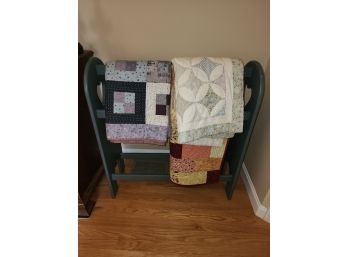 Quilt Rack With Three (3) Hand Made Quilts