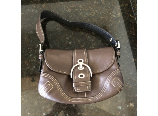Coach Brown Leather Handbag With Buckle