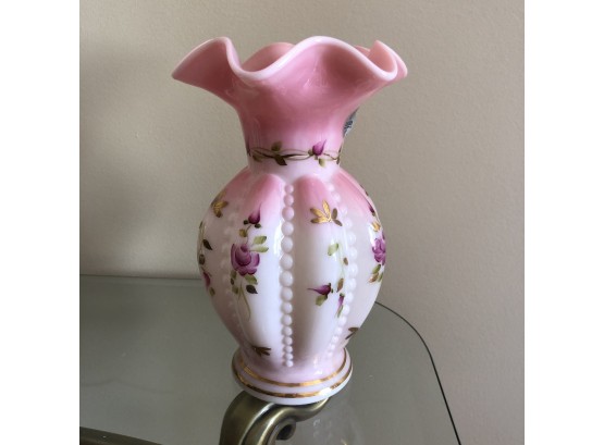 Fenton Charleton Collection 'Rosalene' Handpainted Beaded Melon Vase