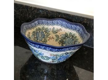 Ceramika Artystyczna Scalloped Edge Bowl 8' Blue Floral