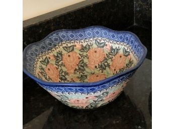 Ceramika Artystyczna Scalloped Edge Bowl 8' Pink Floral