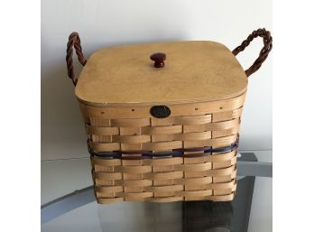 Peterboro Basket Company Large Basket With Lid And Plastic And Fabric Liner