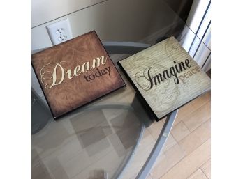 Set Of Two Square Decorate Plaques