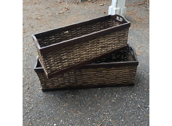 Wood And Wicker Rectangular Baskets