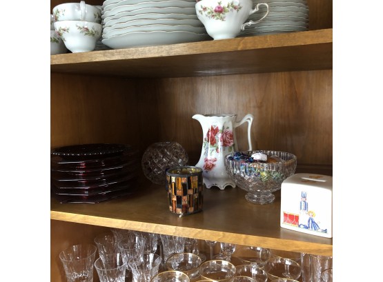 Shelf With Vintage Ceramic And Dishes