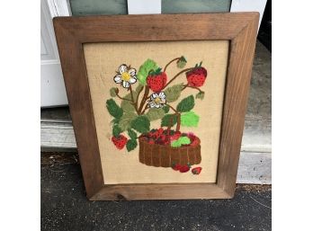 Vintage Strawberry Framed Embroidery