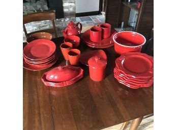 Red Dishware Lot