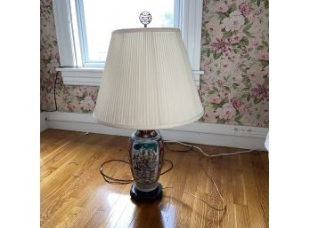 Vintage Chinoisserie Lamp With Pleated Shade