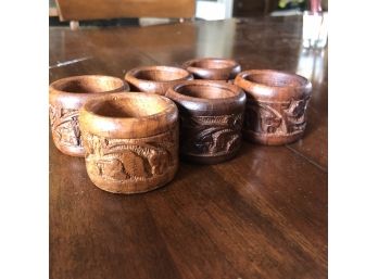 Set Of 6 Wooden Napkin Rings