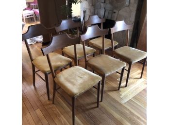 Set Of Six Dining Chars With Yellow Velvet Seats