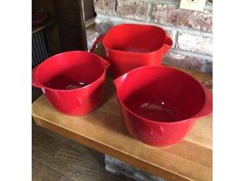 Red Prep And Mixing Bowls