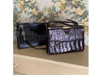 Vintage Alligator Skin Handbag And Anne Klein Bag