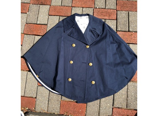Fidelity By Gerald & Stewart Cotton Canvas Pea Coat Style Cape Navy