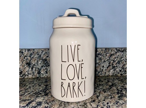 Rae Dunn Live, Love, Bark! White Dog Treat Ceramic Container With Lid