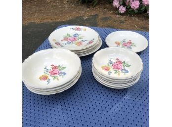 Floral Bowl And Plate Set