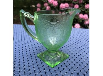 Vintage Green Glass Cup With Spout