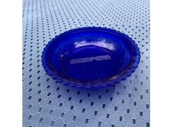 Small Vintage Blue Pressed Glass Dish