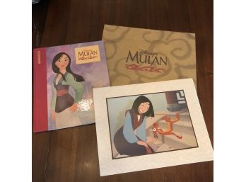 Disney Store Mulan Lithograph Print And Book