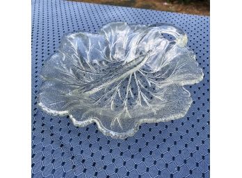 Vintage Leaf Shaped Divided Glass Plate