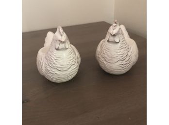 Set Of Two Ceramic Chickens