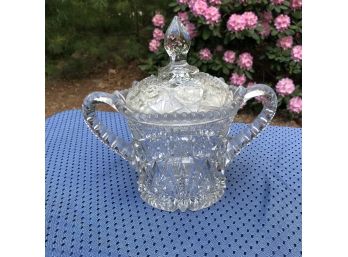 Vintage Cut Crystal Double Handled Serving Piece With Lid