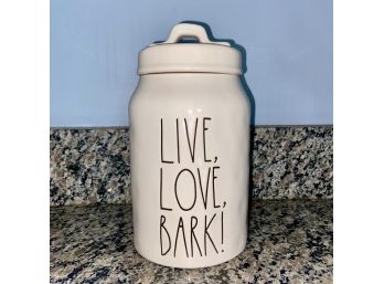 Rae Dunn Live, Love, Bark! White Dog Treat Ceramic Container With Lid