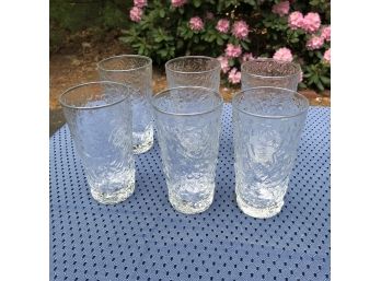 Set Of 6 Vintage Textured Drinking Glasses