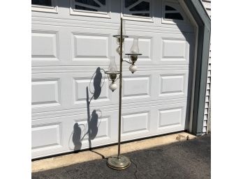 Vintage Brass Tone Pole Lamp With 3 Lights