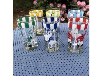 Set Of 6 Vintage Circus Themed Tumblers