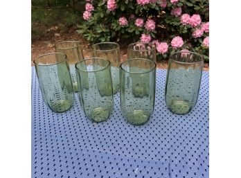 Set Of 6 Vintage Green Drinking Glasses