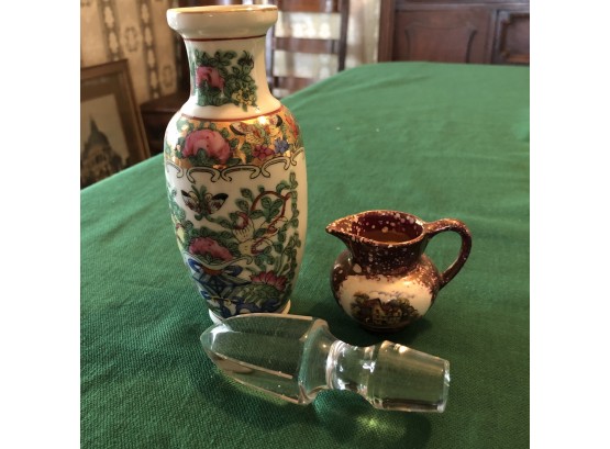 Vintage Ceramics And A Glass Wine Stopper
